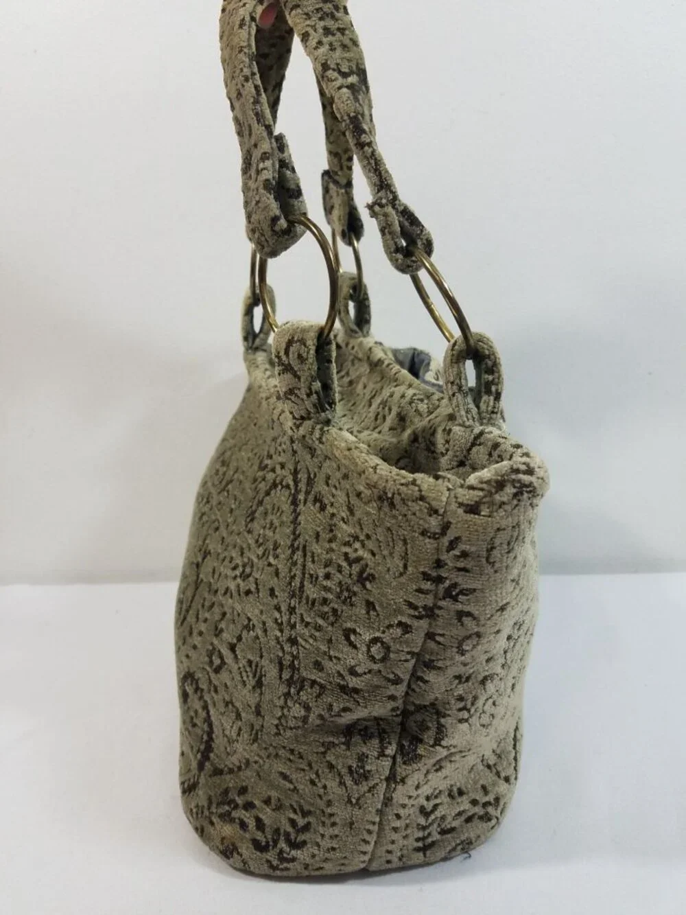 Custom Made Olive Green Carpet Bag Shoulder Purse Handbag One of a Kind